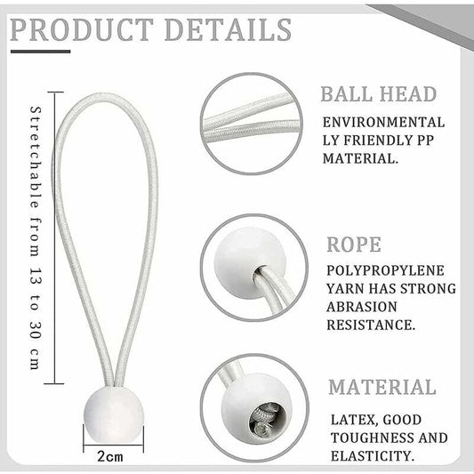50 elastic rubber straps with balls for marquees, tents, banners, tarpaulins.