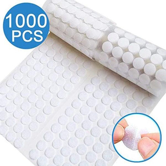 1000pcs Self-adhesive Velcro for Kids, Round, Early Education, Nylon, Self-adhesive, Die-cut, White, Silent, 10mm.