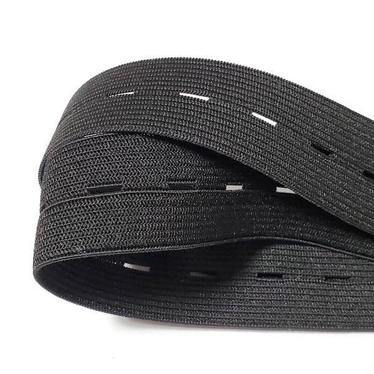 Elastic buttonhole tape, practical and versatile black elastic band, width: 2.5 cm Width: 2.5cmâyux Width: 2.5cm.
