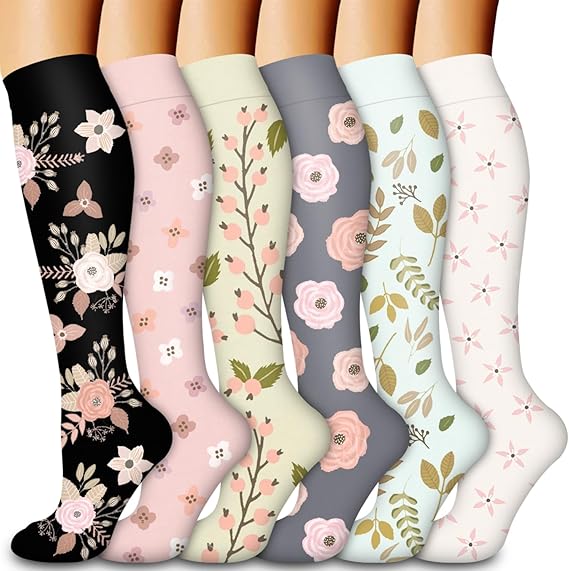Compression Socks for Women & Men Circulation (6 Pairs) - Graduated Support Socks for Running, Athletic Sports, S/M—max S\/M