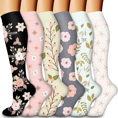 Compression Socks for Women & Men Circulation (6 Pairs) - Graduated Support Socks for Running, Athletic Sports, S/M—max S\/M