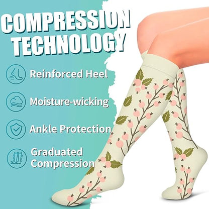 Compression Socks for Women & Men Circulation (6 Pairs) - Graduated Support Socks for Running, Athletic Sports, S/M—max S\/M