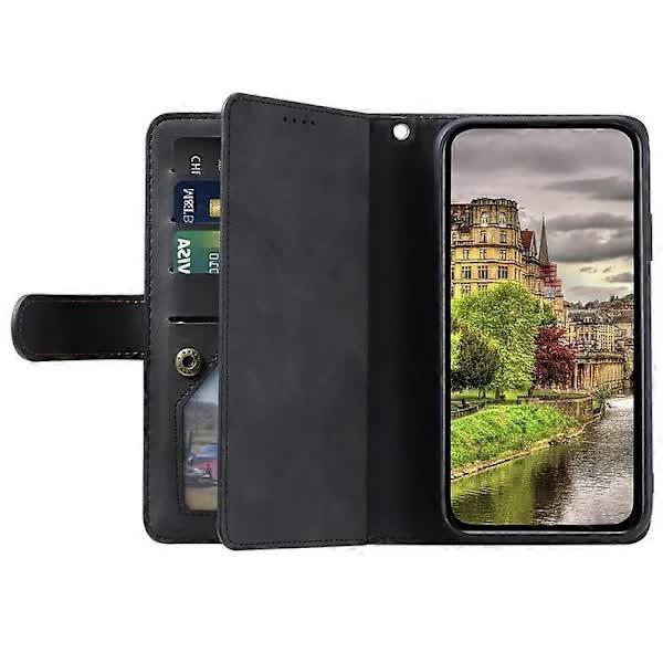 Compatible Case for Motorola Edge 50 Neo 5G / Moto S50 5G / Thinkphone 25 5G PU Leather Phone Case with Zipper Wallet 9 Card Slots Black.