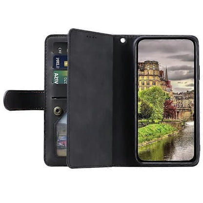 Compatible Case for Motorola Edge 50 Neo 5G / Moto S50 5G / Thinkphone 25 5G PU Leather Phone Case with Zipper Wallet 9 Card Slots Black.