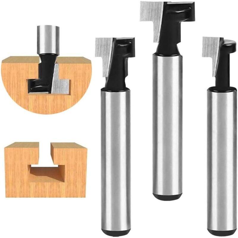 8mm T-slot Router Bit, T-Shaped Router Bits, 3pcs (7.93/9.52/12.7mm) Shank with Blade Woodworking Router Bits for Power Tools Carpentry Tools.