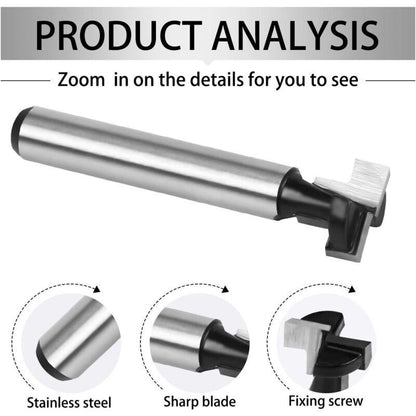 8mm T-slot Router Bit, T-Shaped Router Bits, 3pcs (7.93/9.52/12.7mm) Shank with Blade Woodworking Router Bits for Power Tools Carpentry Tools.