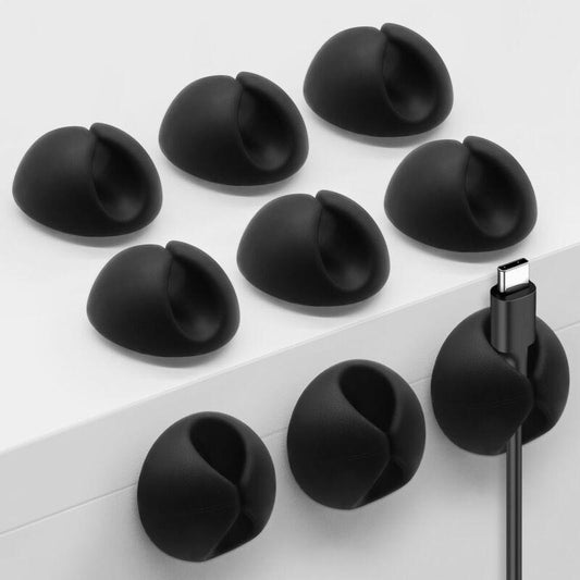 10-pack Self-Adhesive Wire and Cable Clips, Bed Clips, Cable Holder, Cable Organizer, Single Port (Black).