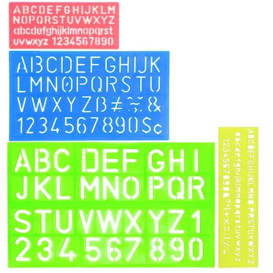 4-piece stencil set, letter stencils, plastic number stencils, stencils in various sizes, painting stencils for children, DIY painting learning.