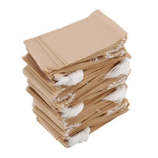 500-Pack Tea Filter Bags, Disposable Paper Tea Bag with Drawstring for Loose Tea, Coffee (Natural Brown).