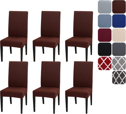 Set of 4 or 6 Chair Covers, Stretchy, Removable, Washable Chair Covers, Decorative Protectors for Hotel, Cafe -tfrf coffee 6pcs