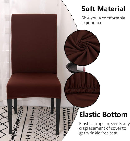 Set of 4 or 6 Chair Covers, Stretchy, Removable, Washable Chair Covers, Decorative Protectors for Hotel, Cafe -tfrf coffee 6pcs