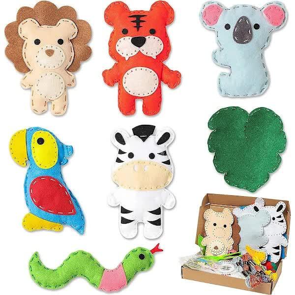 Sewing Kit for Kids, Cute Dinosaur Felt DIY Kids Felt Craft Kit, Learn to Sew Craft Materials, Children's Beginner Educational Toys, Sewing Craft Kit (di.