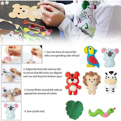 Sewing Kit for Kids, Cute Dinosaur Felt DIY Kids Felt Craft Kit, Learn to Sew Craft Materials, Children's Beginner Educational Toys, Sewing Craft Kit (di.