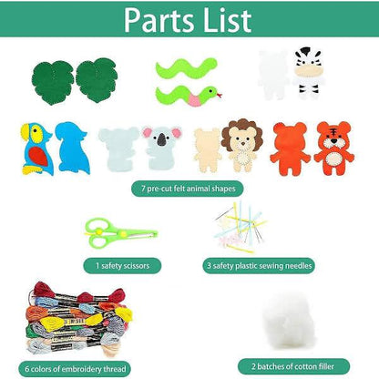 Sewing Kit for Kids, Cute Dinosaur Felt DIY Kids Felt Craft Kit, Learn to Sew Craft Materials, Children's Beginner Educational Toys, Sewing Craft Kit (di.