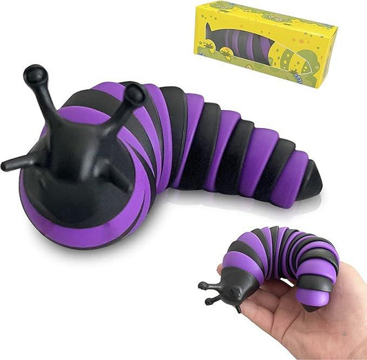 Fidget Slug, 3D Sensory Slug Fidget Toy, Funny Crawling Slug Fidget Toy Black purple 14CM.