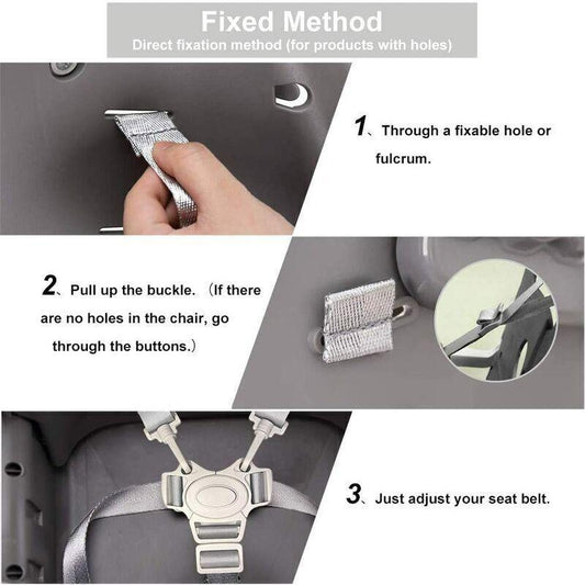 Adjustable 5-Point Safety Harness for Child Seats and Strollers, Gray - Compatible with Most Brands.