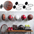 3pcs Wall Mounted Ball Rack Iron Basketball Storage Display Holder Football Rugby Hanging Rack Space Saving - Perfect Black 3pc.