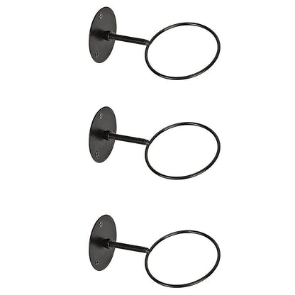 3pcs Wall Mounted Ball Rack Iron Basketball Storage Display Holder Football Rugby Hanging Rack Space Saving - Perfect Black 3pc.