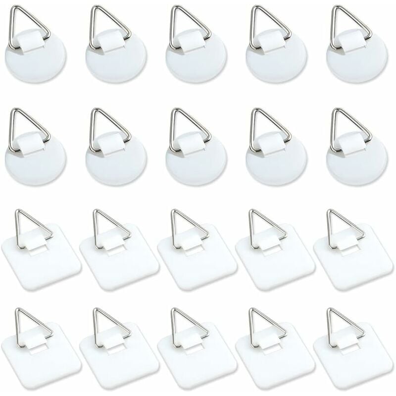 50-Pack 1"" Invisible Adhesive Hangers, Self-Adhesive Vertical Wall Plaque Hangers, Wall Plaques for Plates, Pictures, Decorative Art (White)