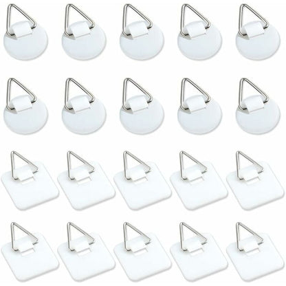50-Pack 1"" Invisible Adhesive Hangers, Self-Adhesive Vertical Wall Plaque Hangers, Wall Plaques for Plates, Pictures, Decorative Art (White)