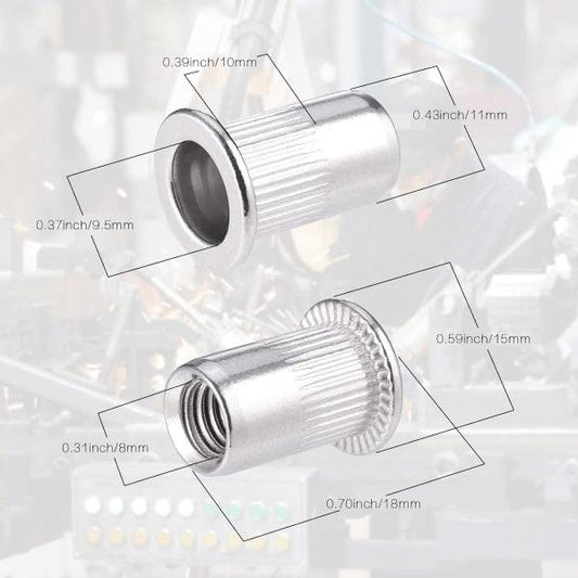 60pcs 304 Stainless Steel Rivet Nut M8 Flat Head Blind Nut Threaded Rivet Nut Rivet Nut for Threaded Insert Plys.