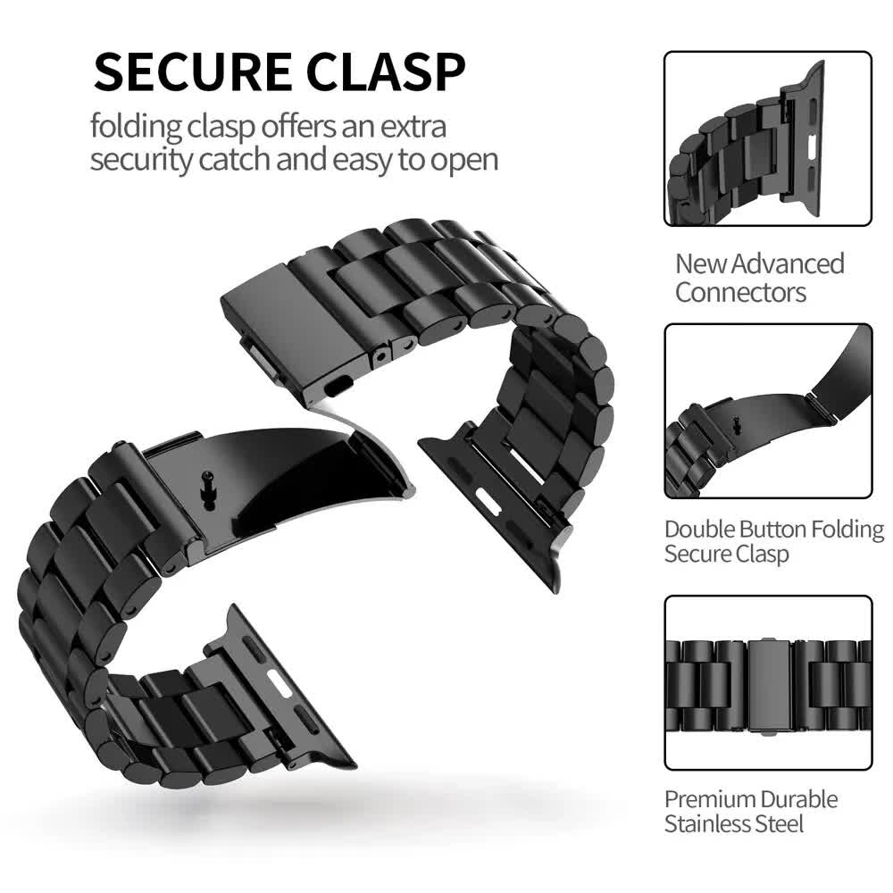 Stainless Steel Bracelet for Apple Watch Band 49mm 45mm 44mm 42mm Watch Metal Bracelet for Iwatch Series 9 8 7 6 5 Titanium Color