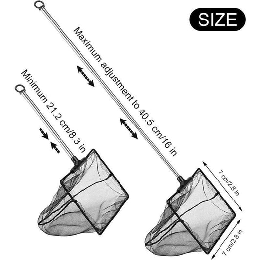 Adjustable Telescopic Fishing Net for Aquarium, Extendable Handle Fishing Landing Net, Mini Foldable Net for Aquarium, 1 Pack.