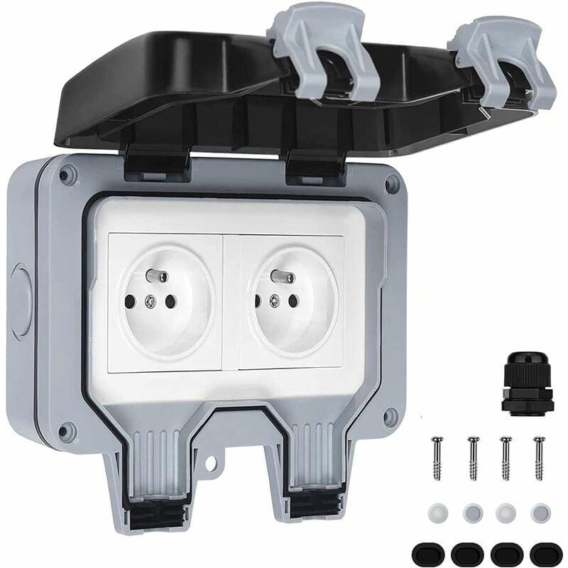 Waterproof Socket Double Outdoor Power Socket IP66 Waterproof Wall Socket 16A.