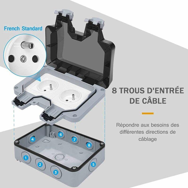 Waterproof Socket Double Outdoor Power Socket IP66 Waterproof Wall Socket 16A.