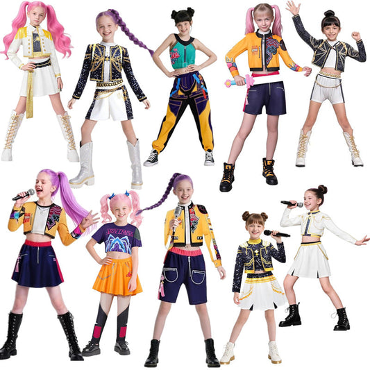 Halloween Deals 2025 Demon Hunter K-Pop Costume | Halloween Costume for Girls Cosplay 140cm