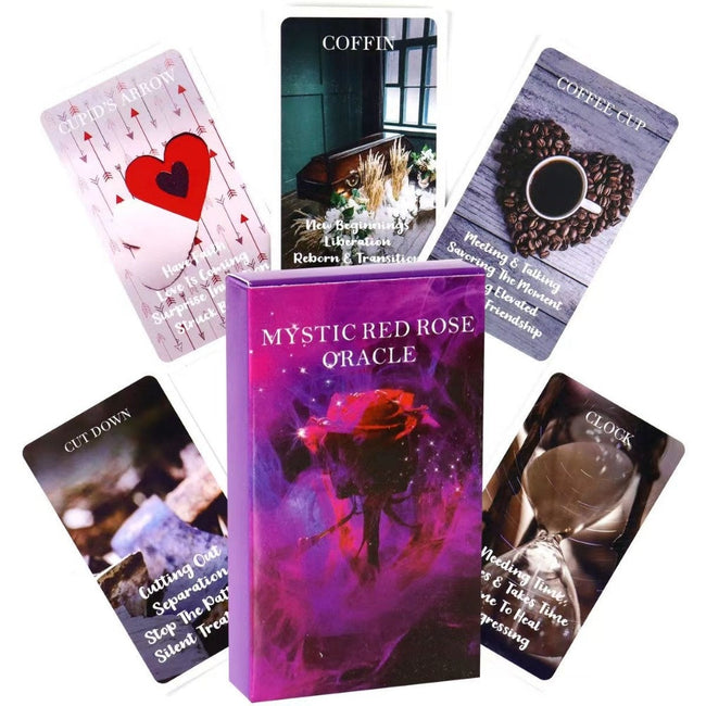 53 Cards Mystic Red Rose Oracle Card Deck 10.3*6cm A Situational Deck Tarot Cards Twin Flame Oracle Cards Love Keywords B- Perf. Hover Image