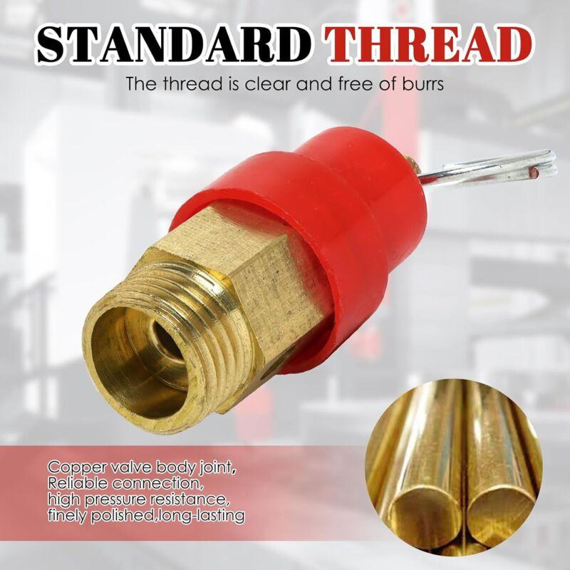 Air Compressor Safety Valve G1/4 Male Connector 115 PSI Set Pressure Red Capsule Compressor Air Pressure Safety Valve 1pc.