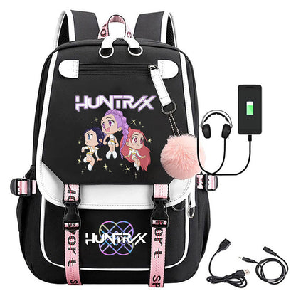 K-Pop Demon Hunters Anime School Backpack Cute Cartoon Bag for Students black_tfrf black 10