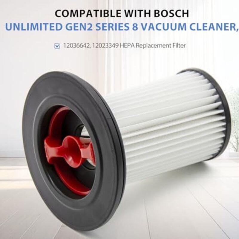 Bosch Unlimited Gen2 Series 8 Vacuum Cleaner Replacement Filter 2-Pack Compatible with BKS8214W BSS825ALL BSS81POW1 BBS8214PET Parts 12036642 12023349.