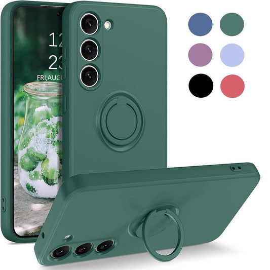 Samsung S23 - Choose Color Silicone Case Magnetic Ring Holder Green Green Green Green Green.