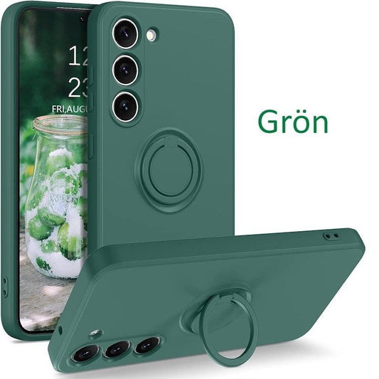 Samsung S23 - Choose Color Silicone Case Magnetic Ring Holder Green Green Green Green Green.