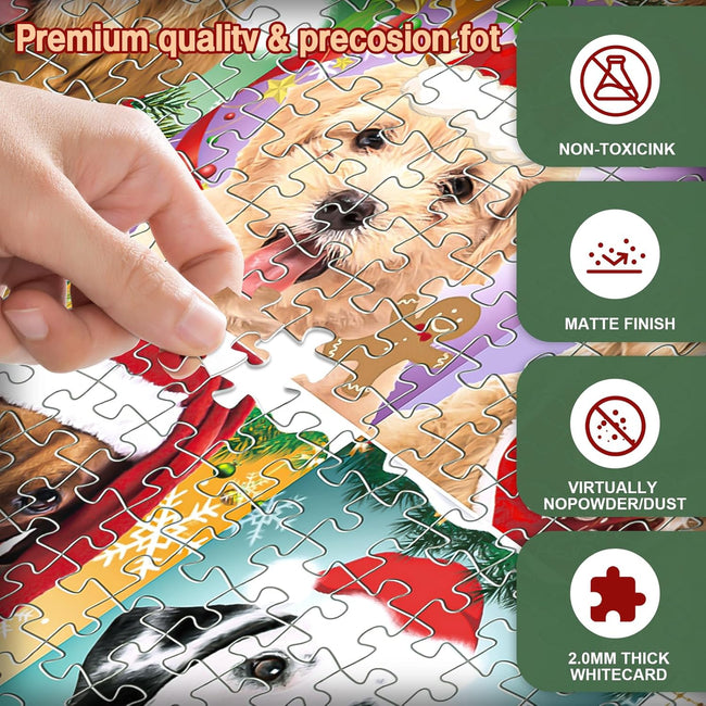 Advent Calendar 2024 Christmas Puzzle, Christmas Dogs Puzzle 1008 Pieces Puzzle 24 Days Christmas Countdown Main Image