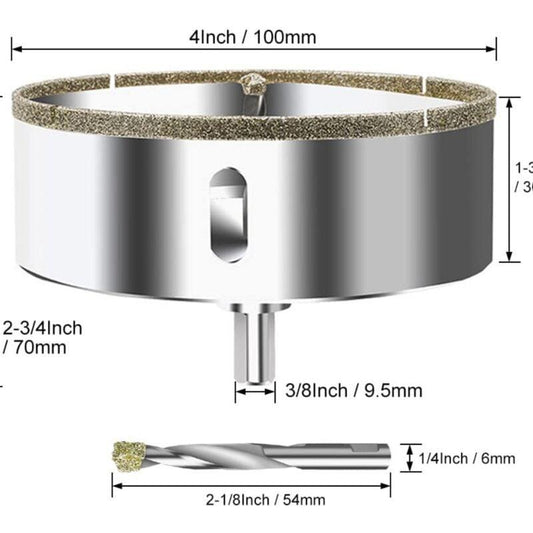 100mm Diamond Hole Saw with Centering Drill, Tile Hole Saw a.