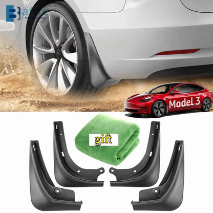pcs Mudguards for Tesla Model 3 Front Rear Mudguard Fender Kit White Model 3_tfrf White Model 3.