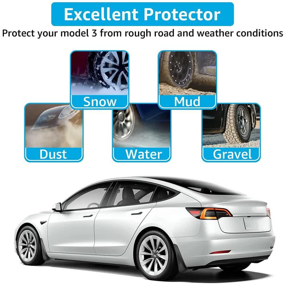 pcs Mudguards for Tesla Model 3 Front Rear Mudguard Fender Kit White Model 3_tfrf White Model 3.
