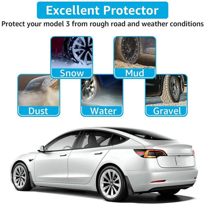 pcs Mudguards for Tesla Model 3 Front Rear Mudguard Fender Kit White Model 3_tfrf White Model 3.
