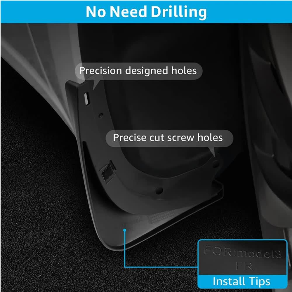 pcs Mudguards for Tesla Model 3 Front Rear Mudguard Fender Kit White Model 3_tfrf White Model 3.