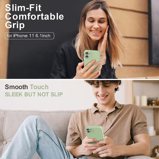 Upgraded Liquid Silicone with [Square Edges] [Camera Protection] [Soft Anti-Scratch Microfiber Lining] Mobile Case for iPhone 11 6.1 inch - Matcha