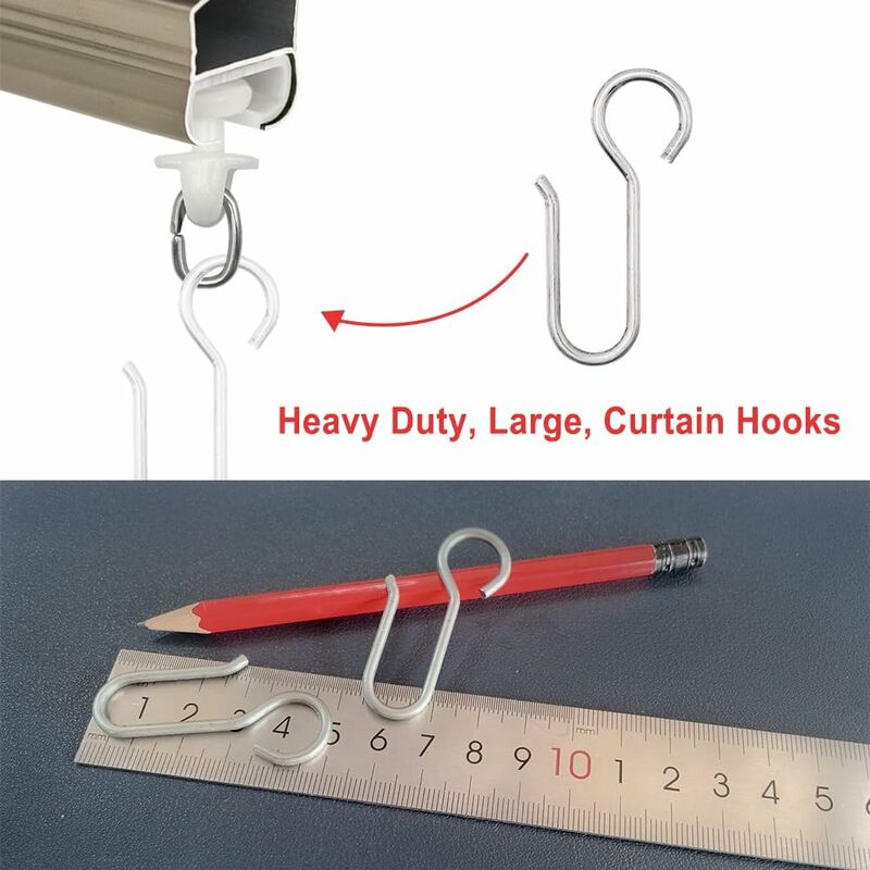 Curtain Clips, 40 Pieces Curtain Rail Hooks, Heavy Duty Zinc Curtain Hooks, for Door Curtains, etc. (50x2.5mm)