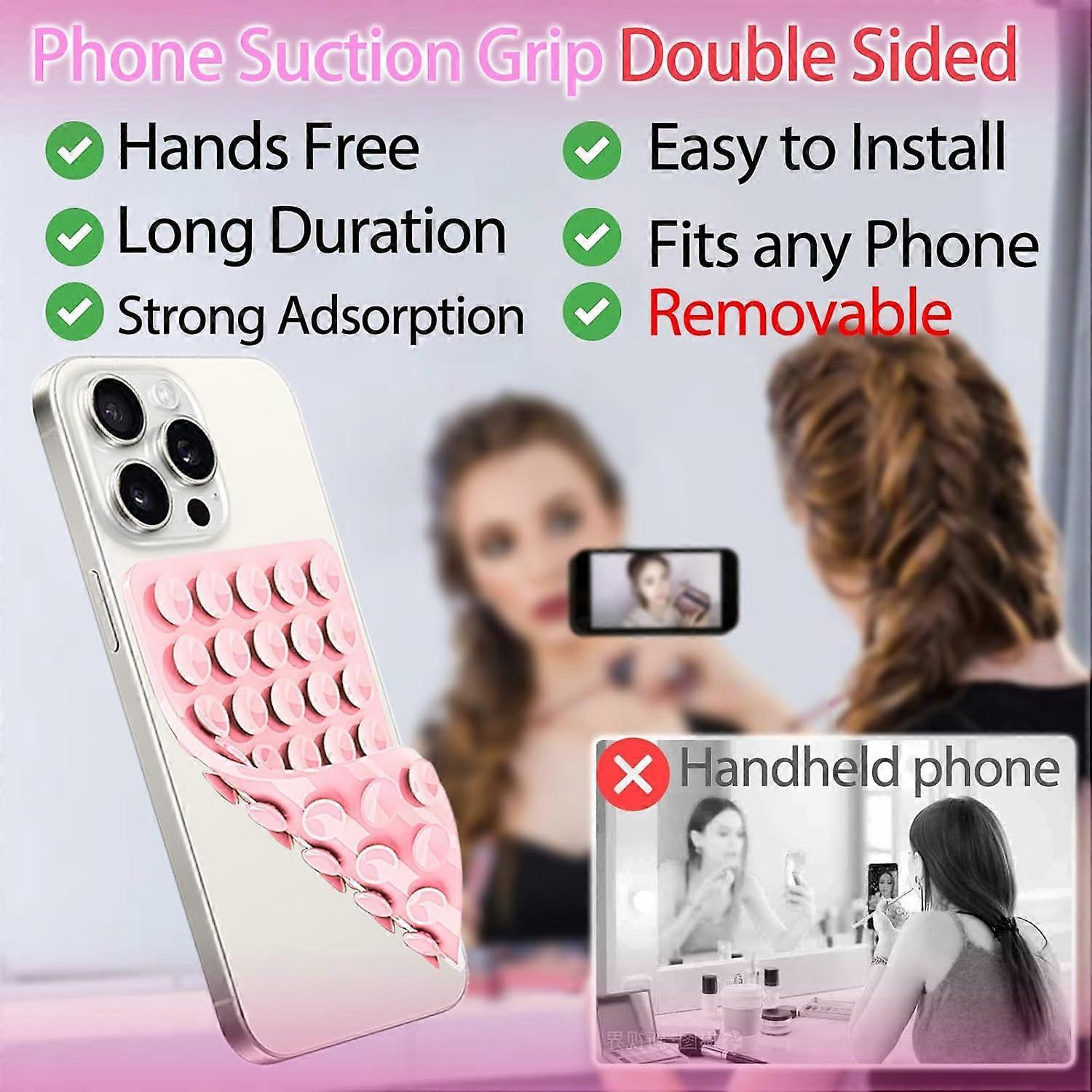 New Silicone Suction Cup Phone Case Mount Double Sided, Phone Accessory Handsfree Strong Grip Holder for Selfies and Videos White.