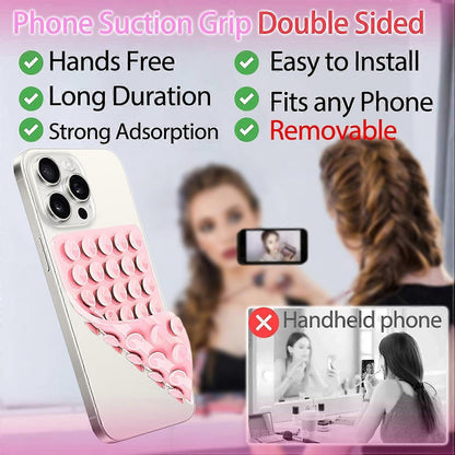 New Silicone Suction Cup Phone Case Mount Double Sided, Phone Accessory Handsfree Strong Grip Holder for Selfies and Videos White.