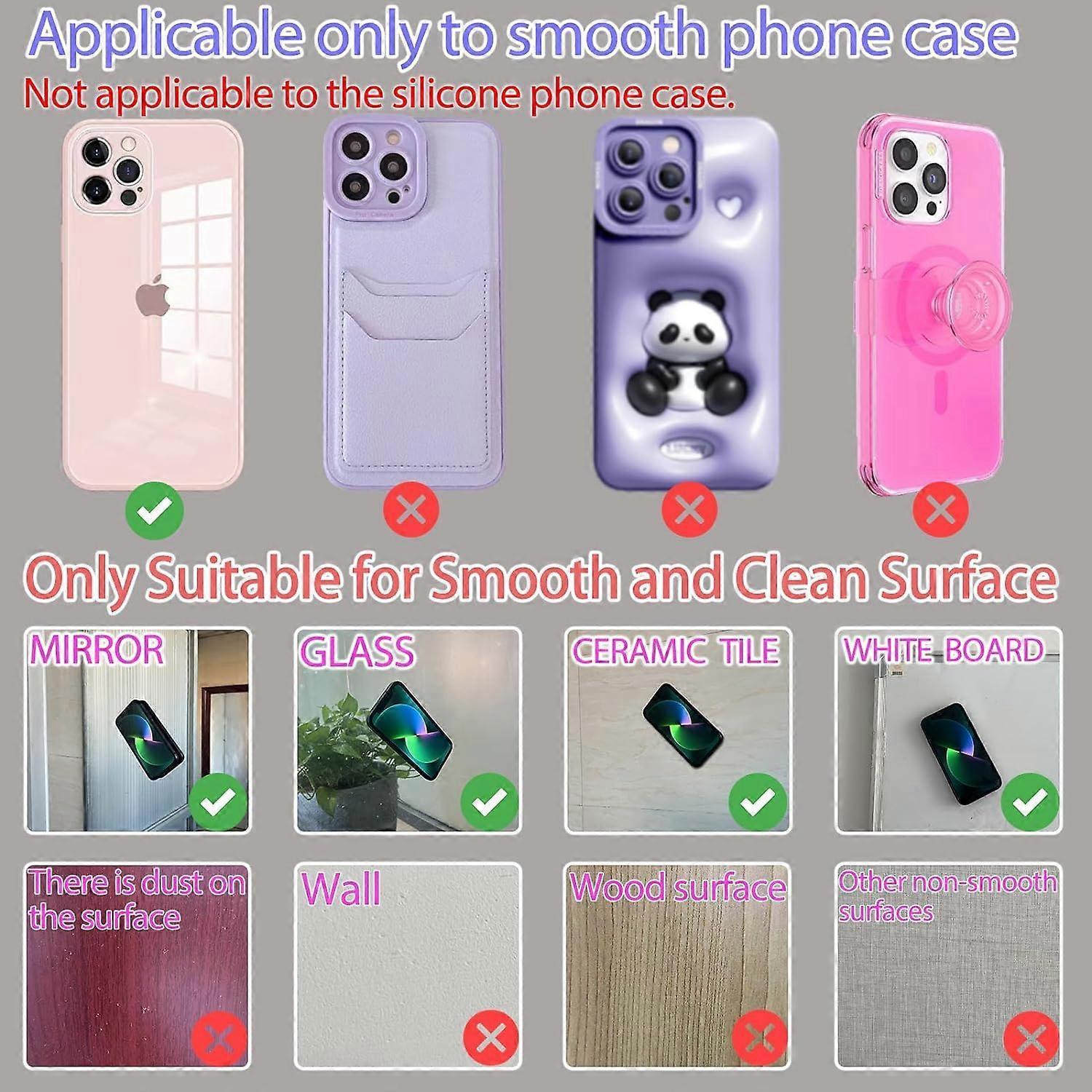 New Silicone Suction Cup Phone Case Mount Double Sided, Phone Accessory Handsfree Strong Grip Holder for Selfies and Videos White.