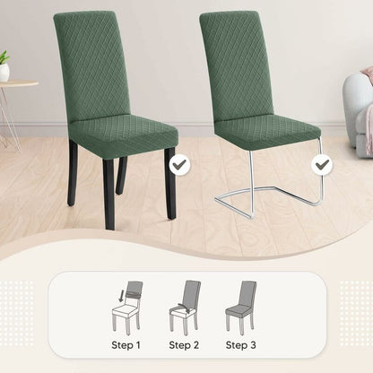 Chair Covers, 4 Pieces Chair Covers, Stretch Dining Chair Covers, Universal Washable Removable Cover (Green)
