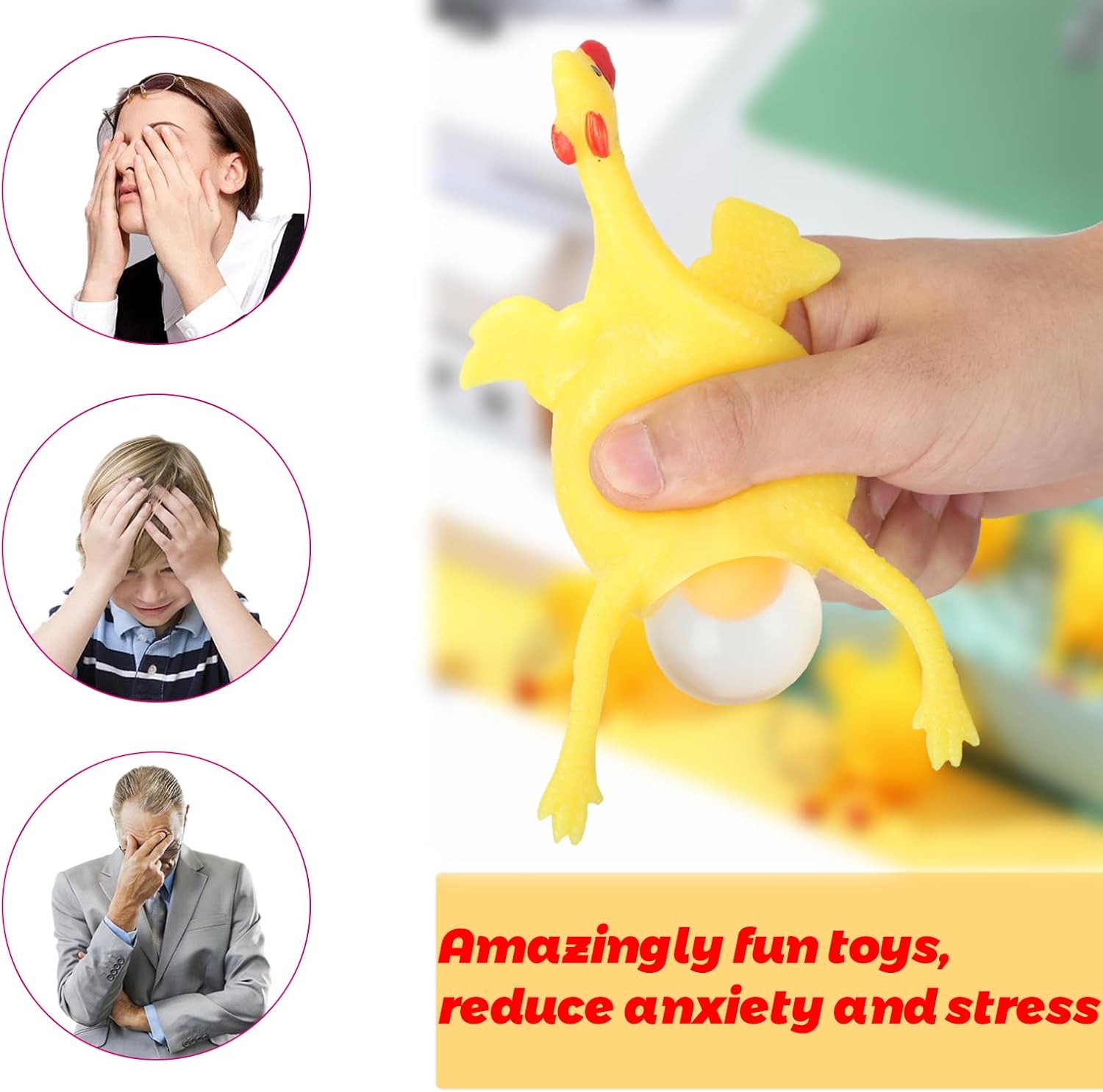 Laying Hens, creative toys, jokes, squeeze toy laying hen, ventilation chicken key chains, ventilation, stress relief, trick-yux.