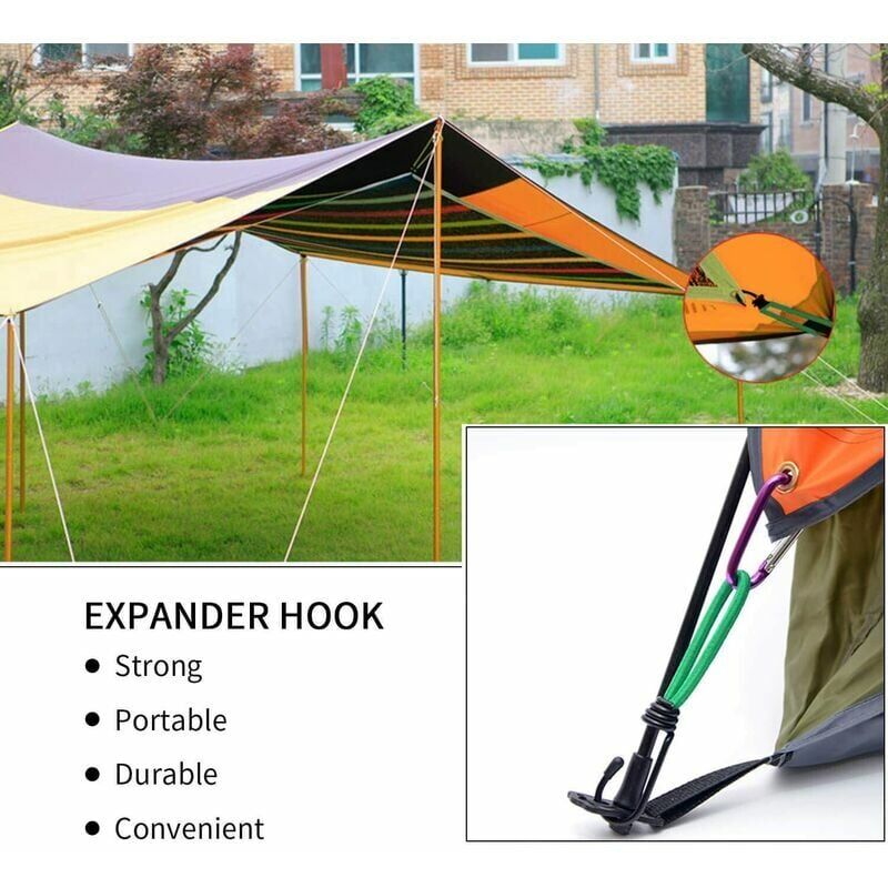 16 Pieces Rubber Straps with Hooks, Tent Rubber Hook, Camping Tent Hook Rubber Strap, for Camping, Tarpaulins, Awnings, Tents--Green.
